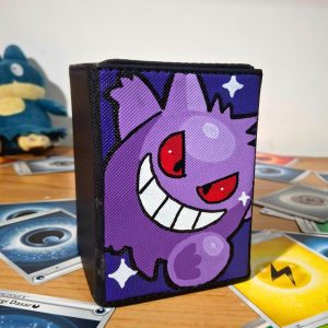 Hand-Painted Gengar Premium Leather TCG Deck Box - 100 Cards Capacity with Magnetic Closure