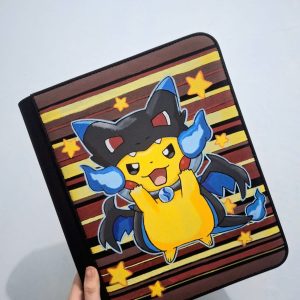 Pikachu Poncho "Mega Charizard X" Custom 2x2 Toploader Binder (Holds 112 Cards)